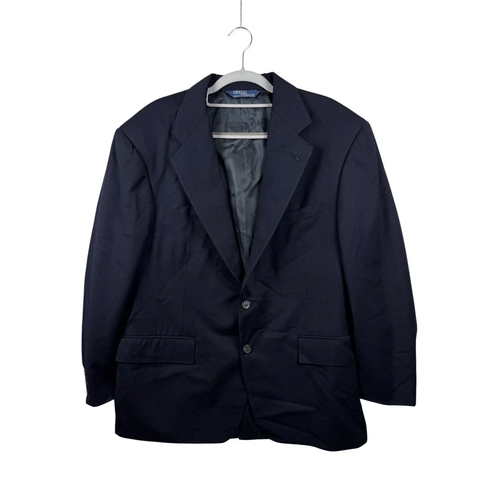 VTG Polo Ralph‎ Lauren Jacket Navy Blue Blazer Men's Sz 40 USA Wool Sport Coat